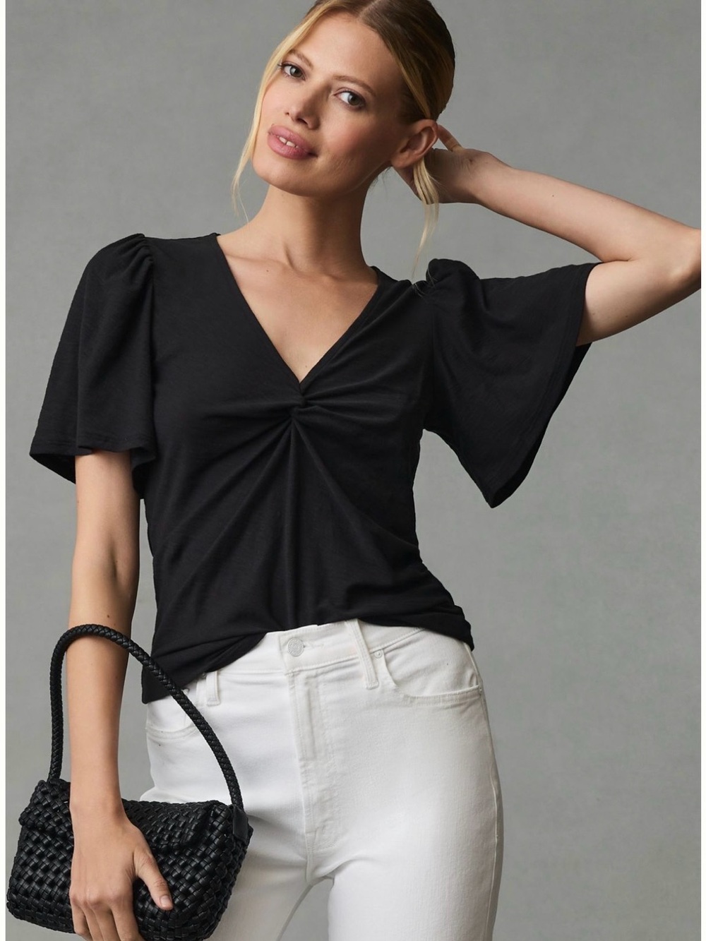 Nation LTD Dusty Twisted Flutter-Sleeve Tee